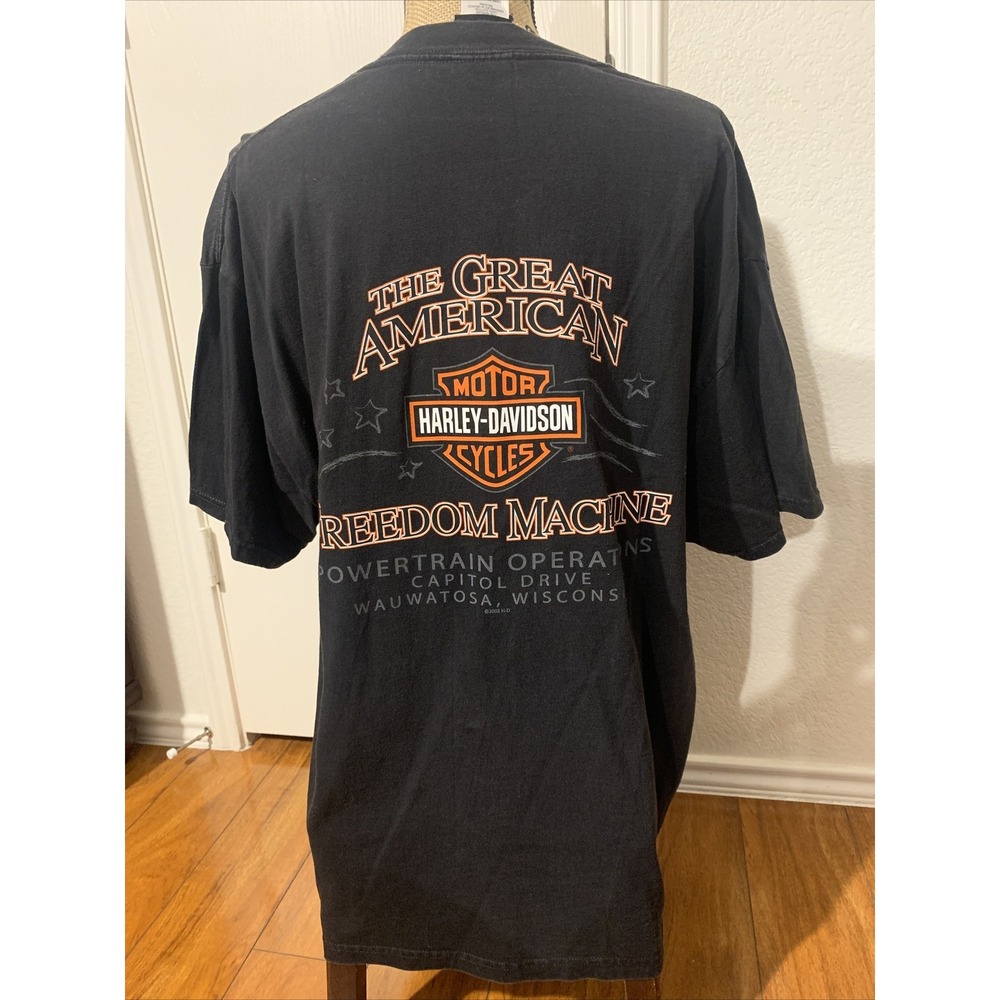 Harley Davidson Men's XL T Shirt Black Freedom Machine 100% Cotton 2005
